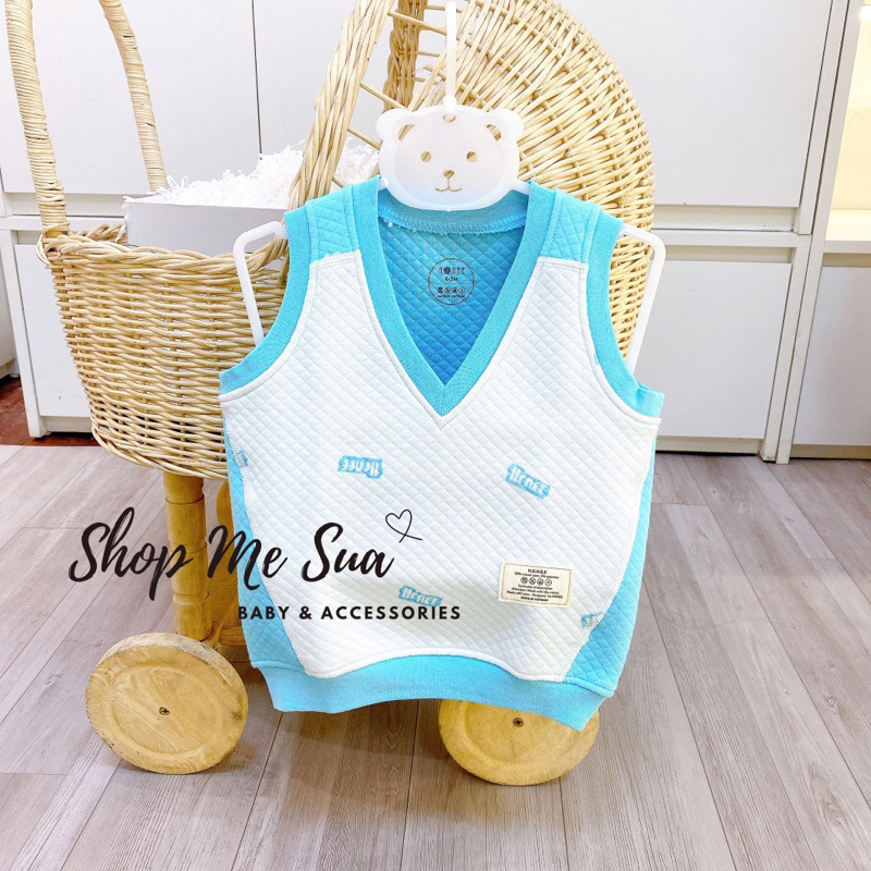 HRNEE Áo Gile Cài Thẳng Trần Bông Cho Bé 6m-3y