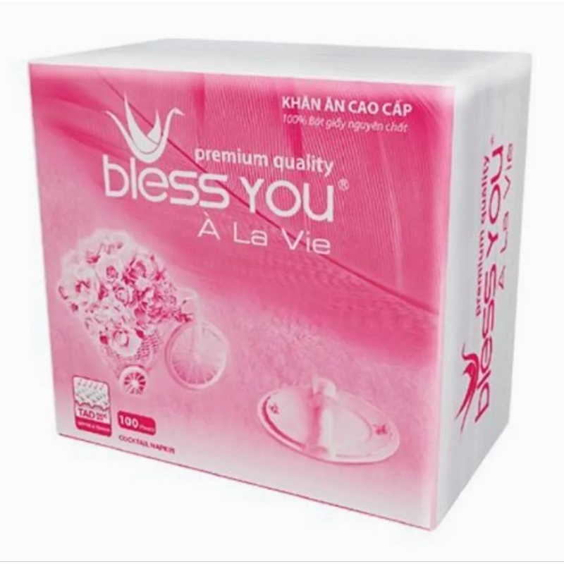 KHĂN GIẤY 100 TỜ BLESS YOU - 33 x 33 cm.