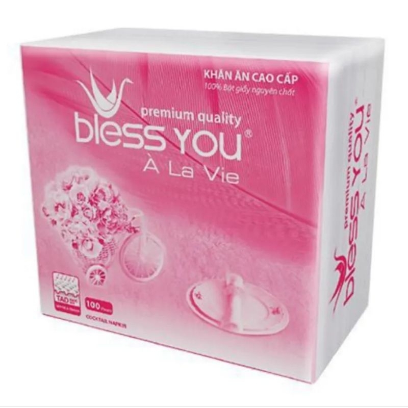KHĂN GIẤY 100 TỜ BLESS YOU - 33 x 33 cm.