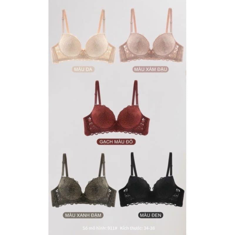 Áo ngực ren siêu dày đệm tim 5,5cm không gọng siêu nâng mã 911#