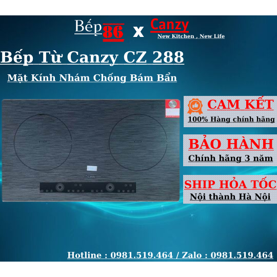 Bếp Từ Đôi Canzy CZ 288 / Mặt nhám chống bám bẩn / Bảo hành chính hãng canzy 3 năm