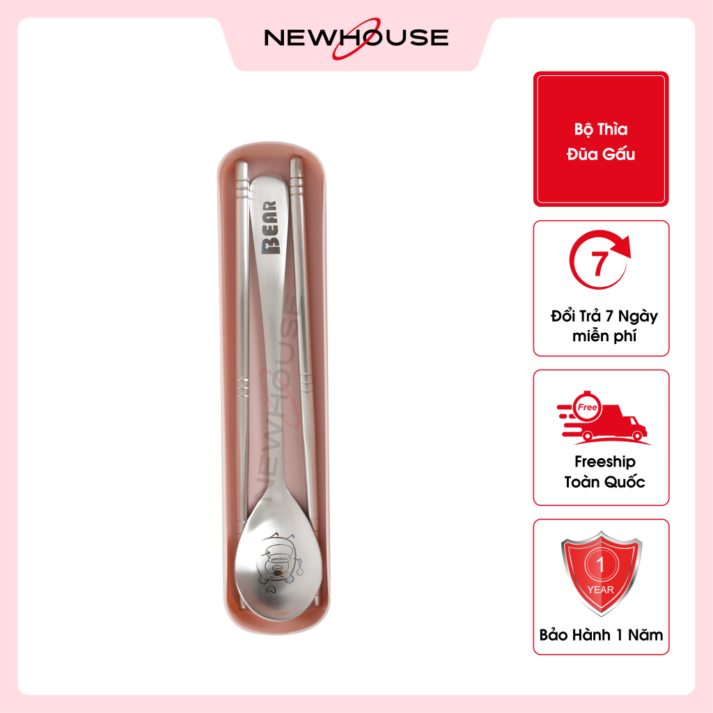 Hộp đũa thìa mini, bộ set đựng đũa muỗng cá nhân cute có nắp đậy văn phòng dễ thương inox 304 NEWHOME NH01