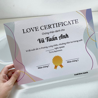 In theo yêu cầu - chứng chỉ tình yêu