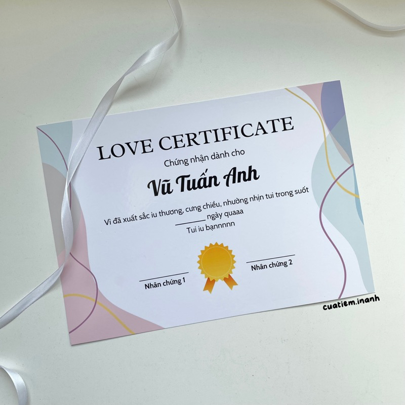In Theo Yêu Cầu - Chứng Chỉ Tình Yêu