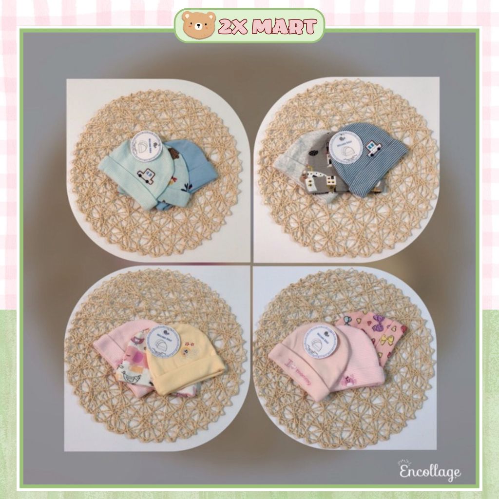 Mũ sơ sinh cho bé nón trẻ em set 3 hãng kids chất cotton mềm mát