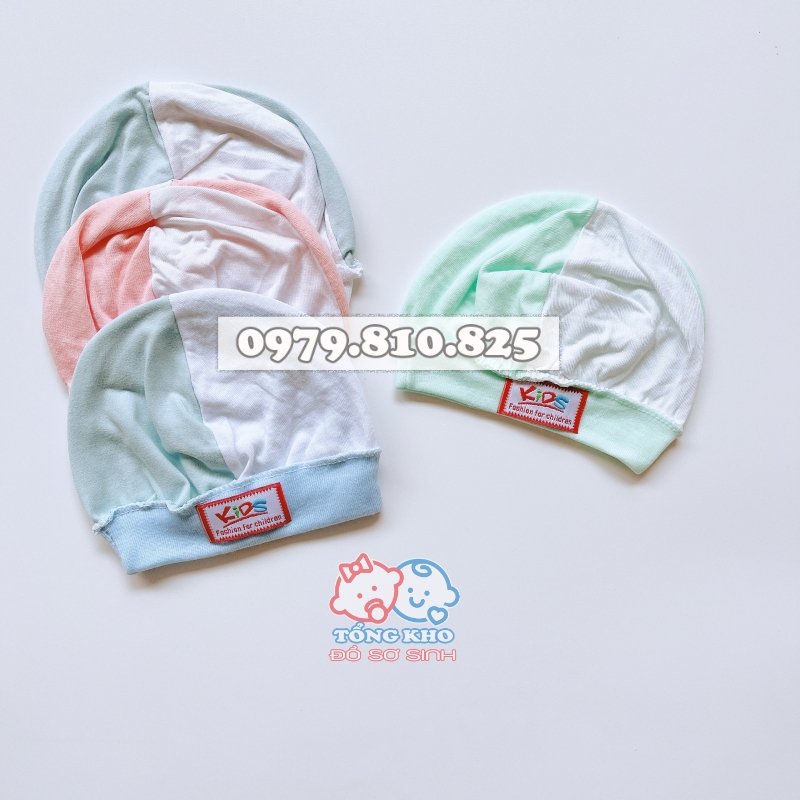 Mũ sơ sinh cho bé nón trẻ em set 3 hãng kids chất cotton mềm mát