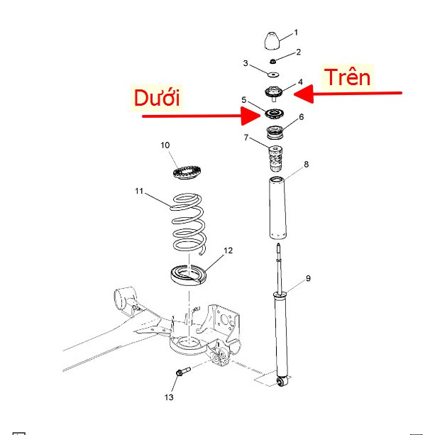 Cao su đệm giảm xóc /nhún/ ti phuộc sau  SPARK M300 2010 - 2018  / GROOVER  - Hàng GM: Giá 1 quả