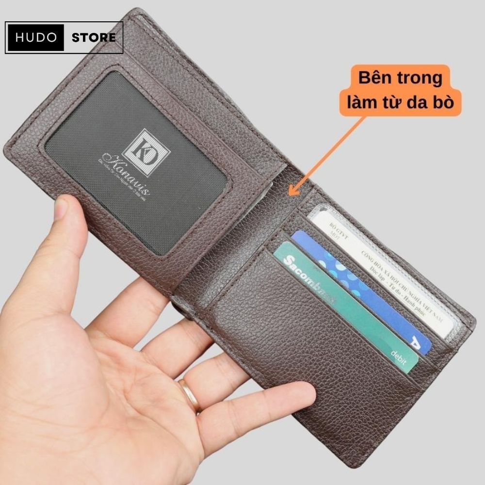 Ví da Cá Sấu HUDO 1 mặt - Ví da nam VN1PB vân bụng màu nâu kết hợp lớp trong da bò cao cấp