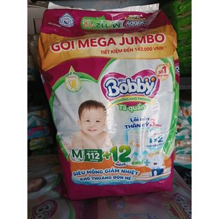 Tã quần bobby jumbo gạo non m112+12 miếng