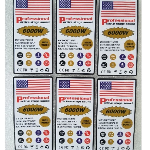 Cặp 02 Tem Dán Decal 6000W-8000W-12000W- Professional Loa Kéo - Loa Bluetooth