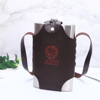 Bình INOX 304 đựng rươu kèm túi da.