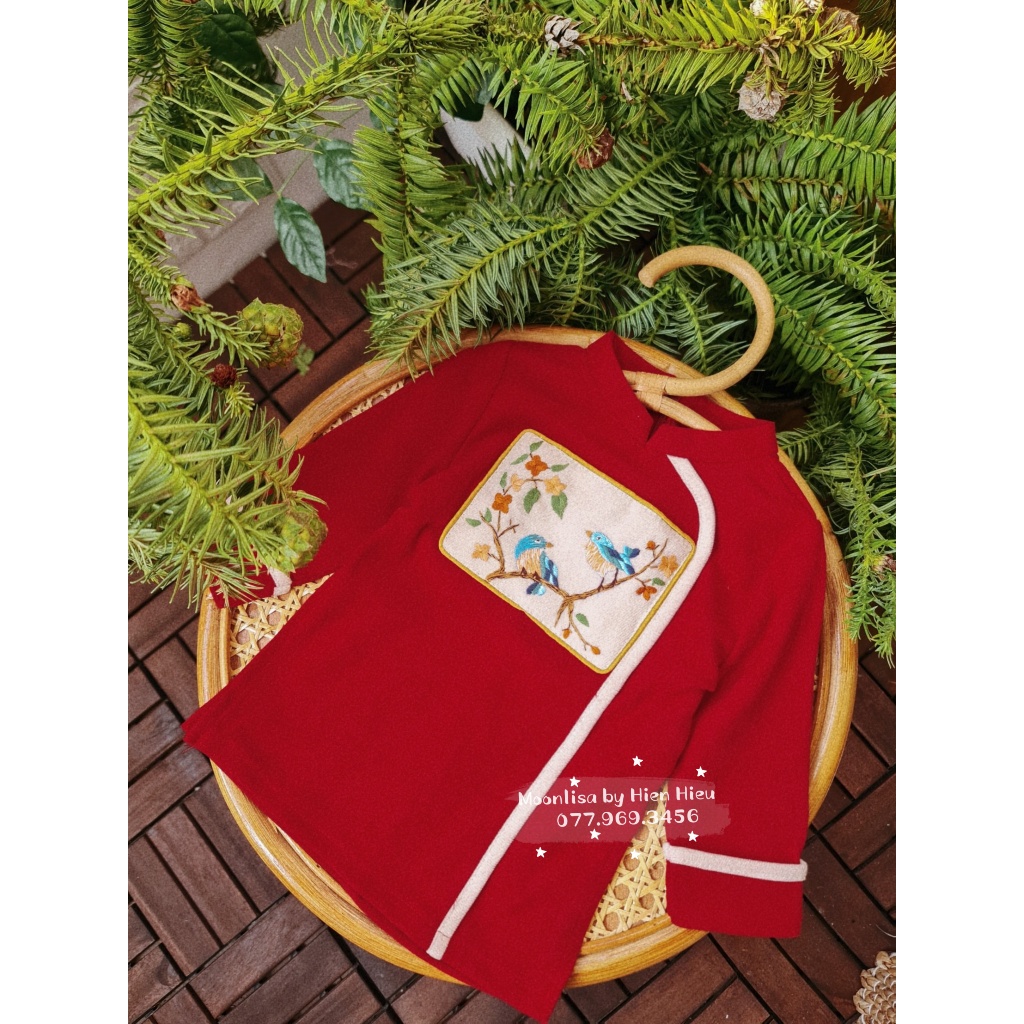 Áo Dài Bé Trai Thêu Tay Họa Tiết Chim Cho Bé Sản Xuất Trực Tiếp MOONLISA