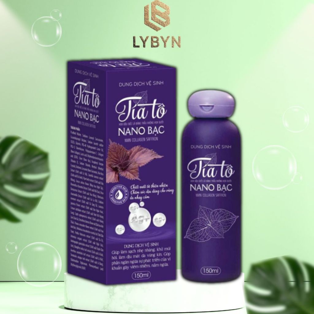 Dung dịch Tía Tô Nano bạc 150ml vệ sinh nam nữ khử mùi hôi, giữ mùi thơm vùng kín Lybyn