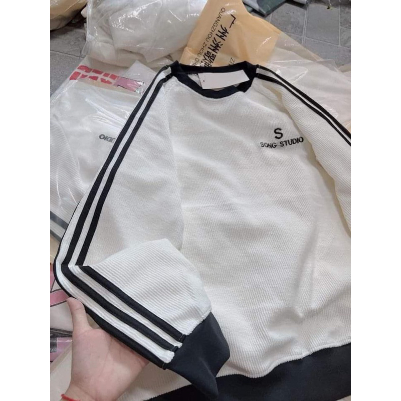 Áo sweater dài tay kẻ 3 sock, Áo nỉ nam nữ unisex form rộng Layer phong cách ulzzang T12