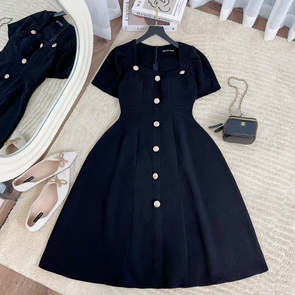 Váy đầm bigsize nữ dự tiệc đi chơi kiểu 8 nút chất vải tuyết mưa cao cấp thuynguyenbigsize.vn 50 - 90 kg