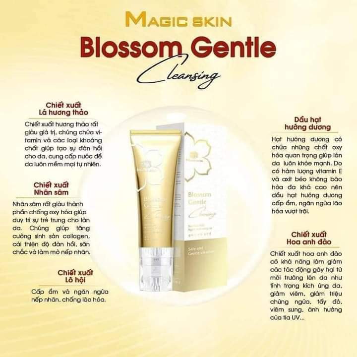 Sữa rửa mặt dịu nhẹ MAGIC SKIN /-strong  Blossom Gentle Cleansing /-strong NGỪA MỤN SÁNG DA √ CHÍNH HÃNG