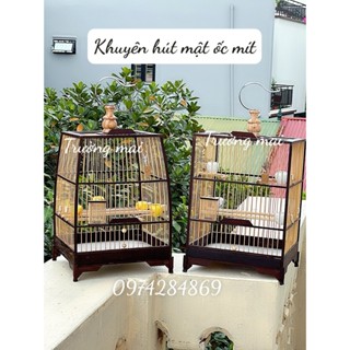 Khung lồng chim tự ráp Hút mật, khuyên, ốc mít vuông đấu, thái đấu ( 25*37) gỗ mun đuôi công nan tre KLHM011