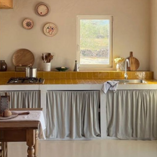 (DÁN BÁM CHẮC) Rèm vải canvas dán tường keo dính chắc dán tủ kệ bếp, tủ giày/ Màn che vải họa tiết đẹp dày dặn