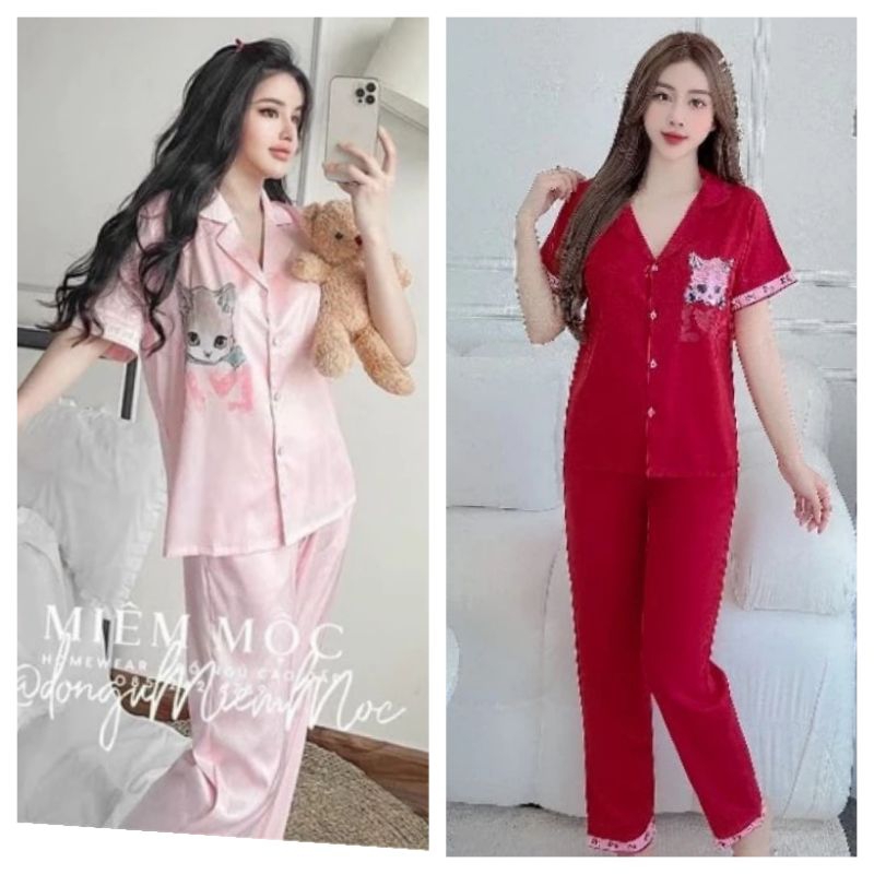 Bộ Pyjama Cao Cấp Kèm ảnh Thật Lụa satin