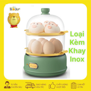 Nồi hấp điện đa năng mini Bear ZDQ-B14E8 hai tầng kèm khay hấp inox tiện dụng