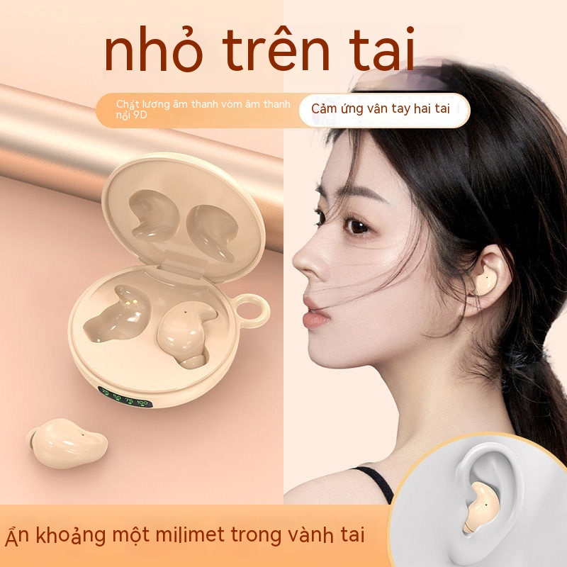 Tai Nghe Bluetooth Vô Hình Siêu Mỏng Hai Tai Mini Siêu Nhỏ Siêu Dài Dùng Cho Apple Android