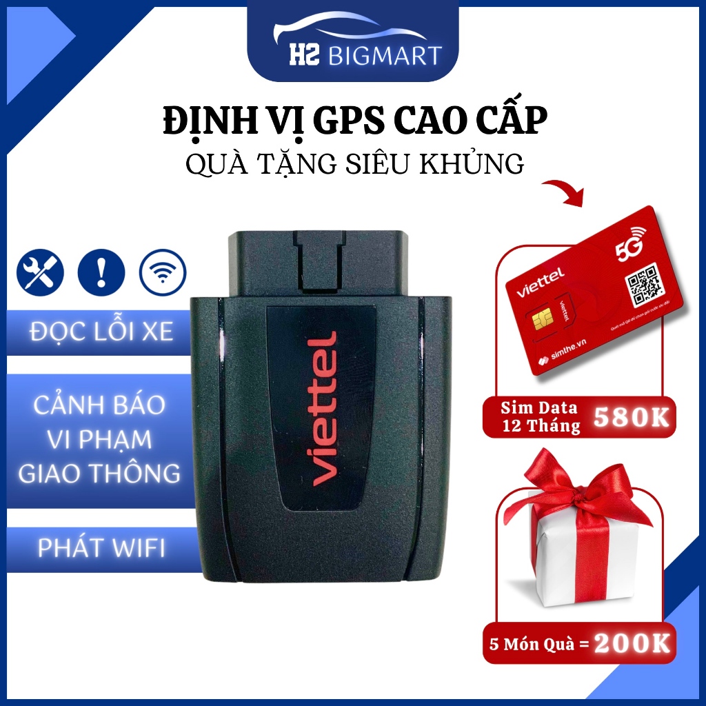 Thiết bị định vị ô tô gps mini không dây siêu nhỏ thông minh Viettel, bảo hành 12 tháng, lắp qua cổng OBD2 BM84