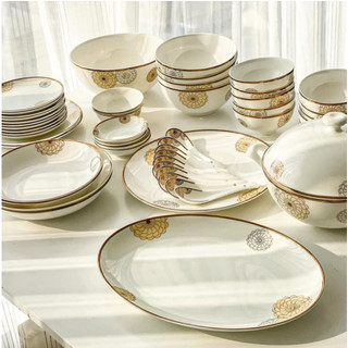 Set bát sứ imperial 50 món, siêu sang, bộ bát đĩa, dùng được với máy rửa bát, nhập đức, bepchauau