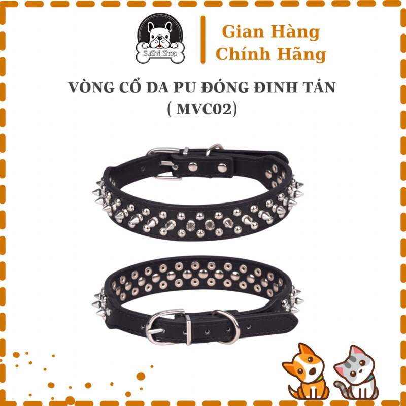 VÒNG CỔ DA PU ĐÓNG ĐINH TÁN , Chống cắn siêu bền cho chó mèo MVC02