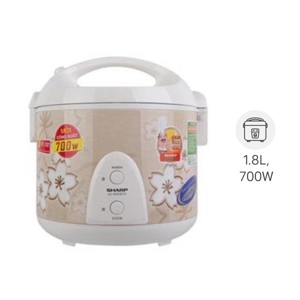 Nồi cơm điện Sharp 1.8 lít KS-N191ETV-Chính Hãng 100%-SX Thailan,Lòng nồi chống dính,nấu 3D bảo hành 12 tháng