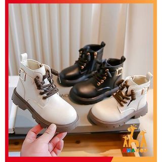 Bốt cao cổ cho bé - Giày bốt trơn chất da PU mềm nhẹ khóa kéo cực xinh đế chống trơn trượt tốt cho bé trai bé gái A28