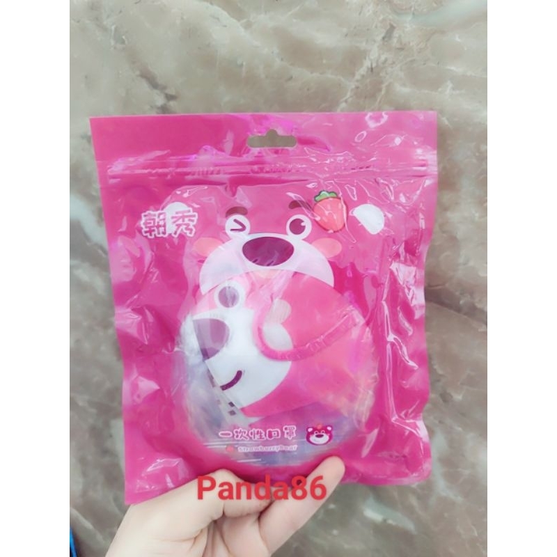 Set 10 Khẩu Trang Gấu Dâu Lotso Dễ Thương Dành Cho Bé Yêu