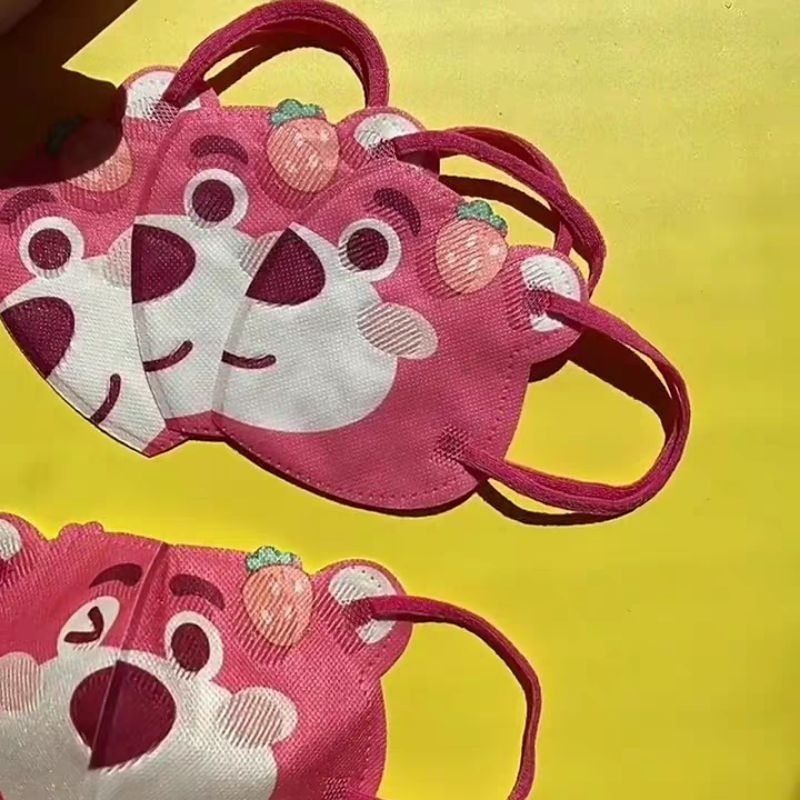 Set 10 Khẩu Trang Gấu Dâu Lotso Dễ Thương Dành Cho Bé Yêu