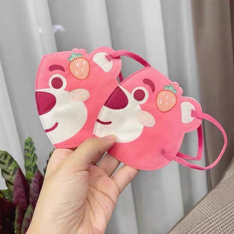 Set 10 Khẩu Trang Gấu Dâu Lotso Dễ Thương Dành Cho Bé Yêu