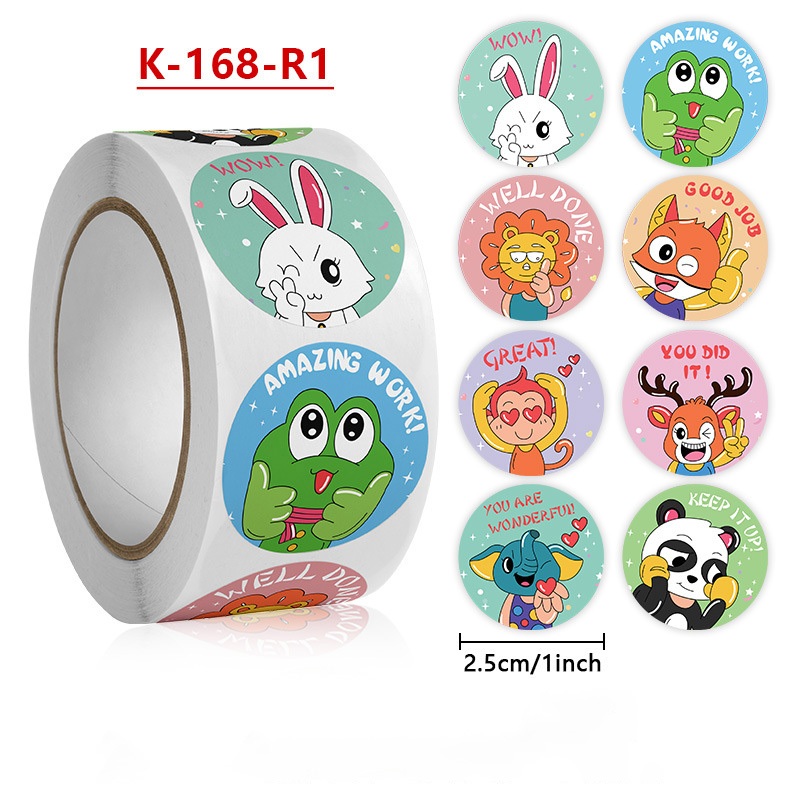 Sticker cuộn 500 hình dán cute dễ thương đẹp giá rẻ, sticker trang trí dán sổ khen thưởng học sinh văn phòng phẩm STK03