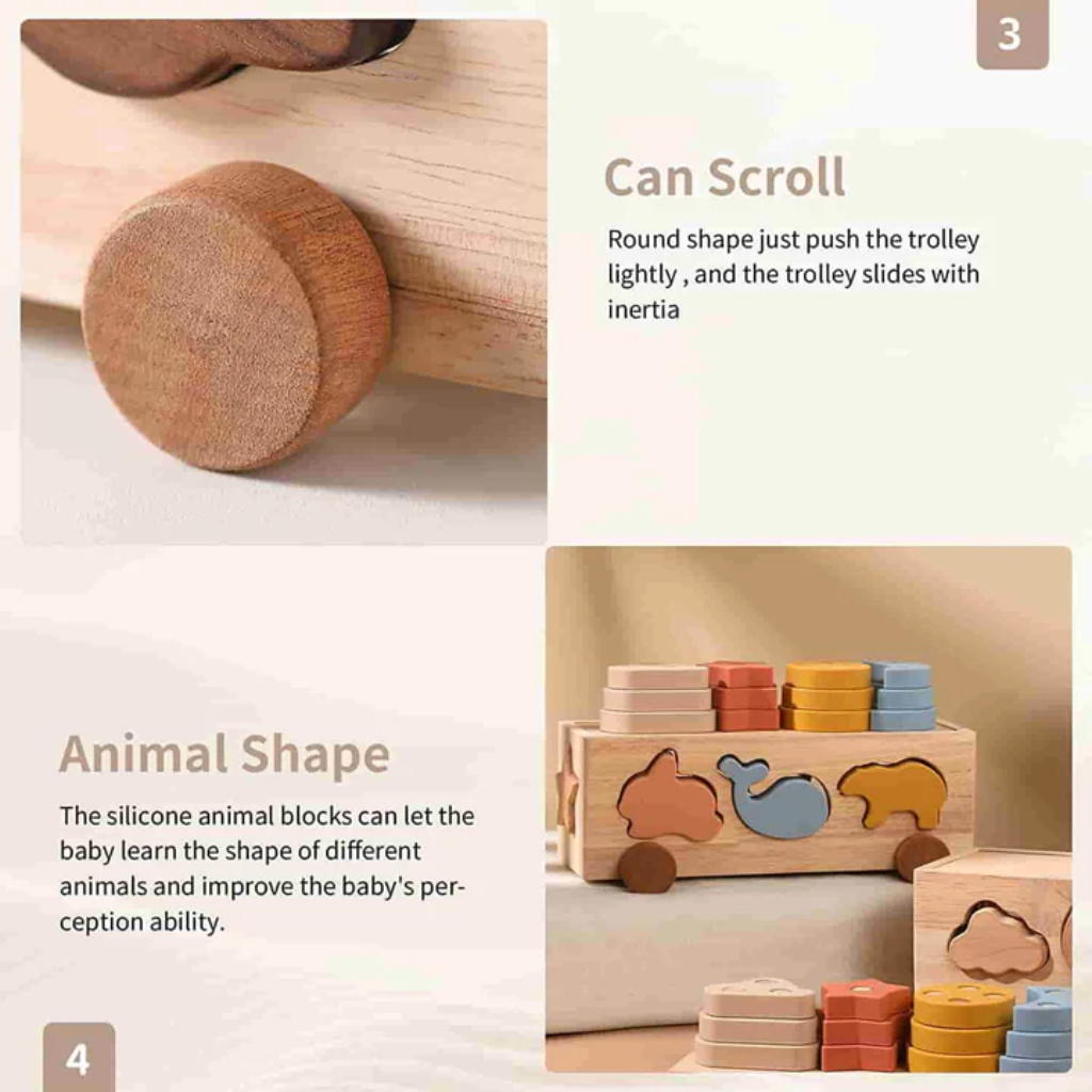 Đồ Chơi Xe Phân Loại Khối Gỗ 3 Trong 1 Neo Town - Đồ Chơi Phát Triển Kỹ Năng Montessori