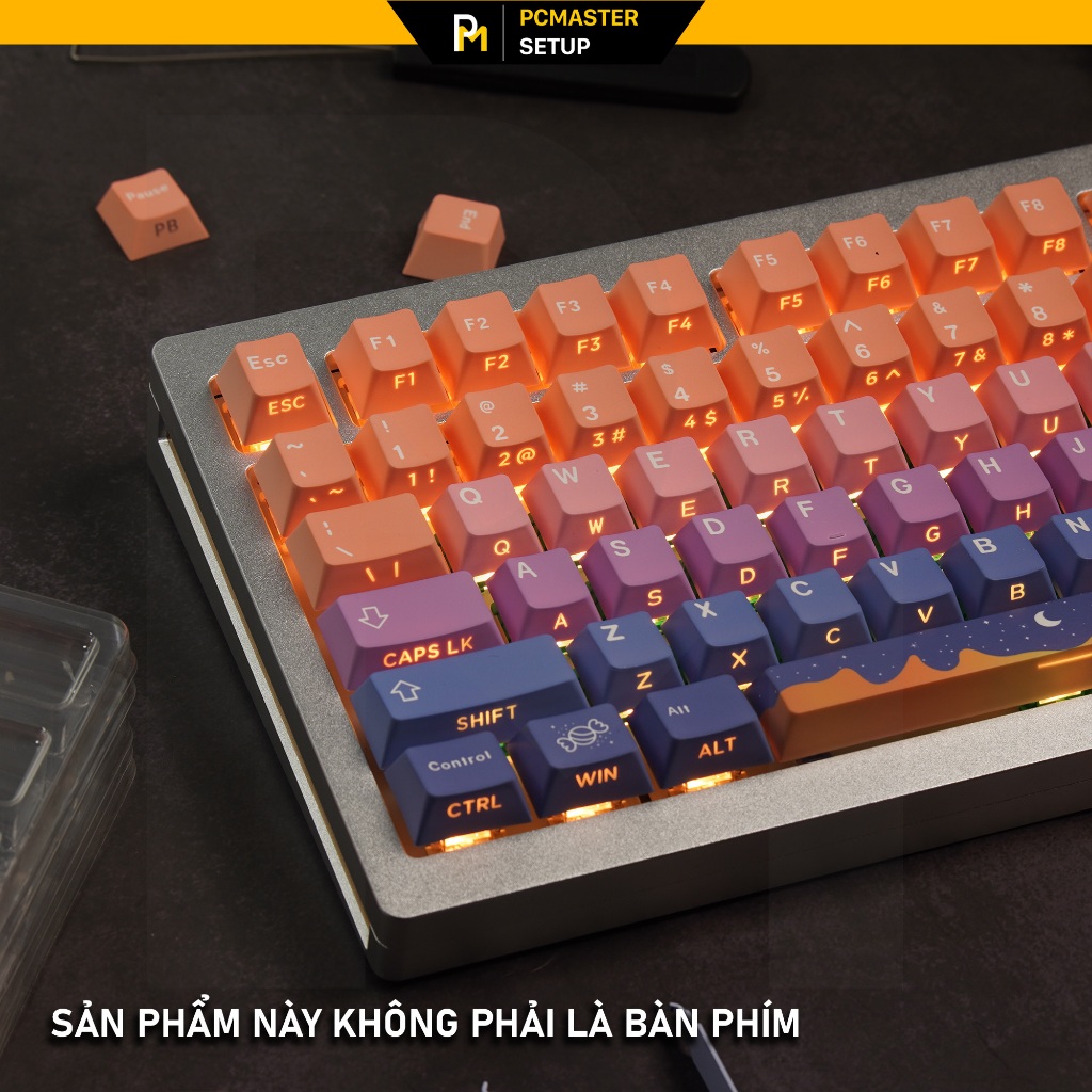 Keycap pbt xuyên led Fairy Tale họa tiết in dyesub xuyên led side prin