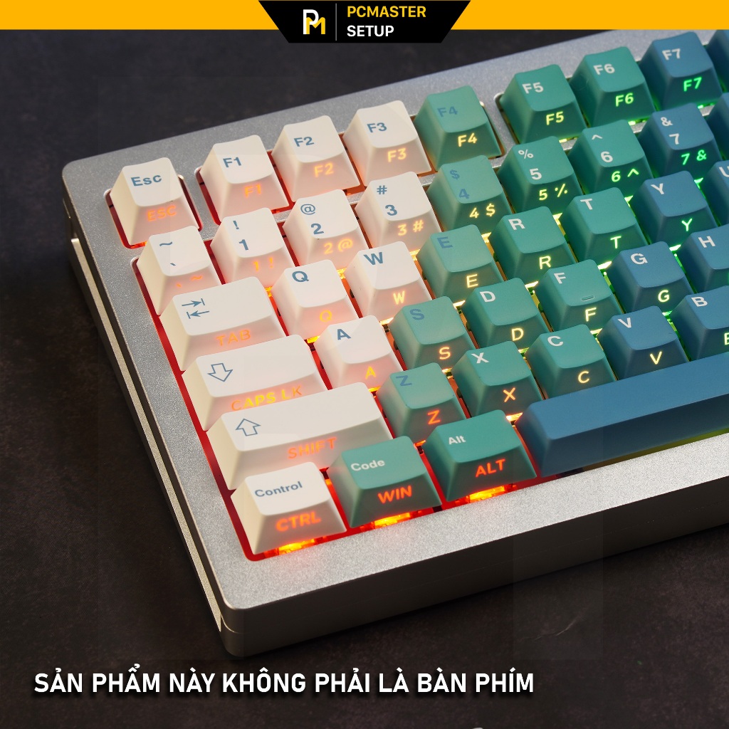 Keycap pbt xuyên led Yeti họa tiết in dyesub xuyên led side print doub