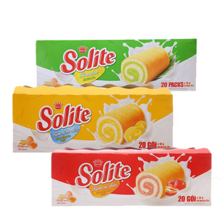 Bánh bông lan cuộn Solite hộp 360g vị dâu/dứa/bơ sữa/socola