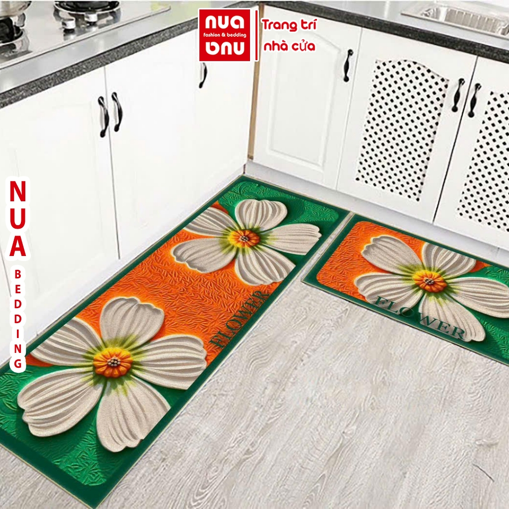 Thảm Lau Chân Nhà Bếp 5D, Thảm Chùi Chân 5D Cao Cấp Đế Cao Su Chống Trơn Trượt