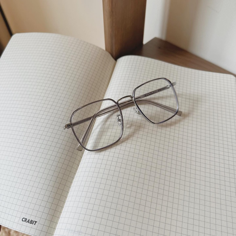 Gọng nhựa khung kim loại vuông to trơn, mũi ngang 2962