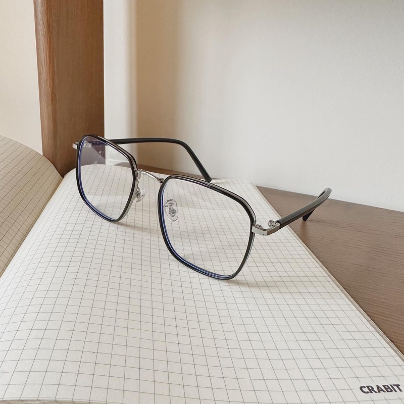 Gọng nhựa khung kim loại vuông to trơn, mũi ngang 2962