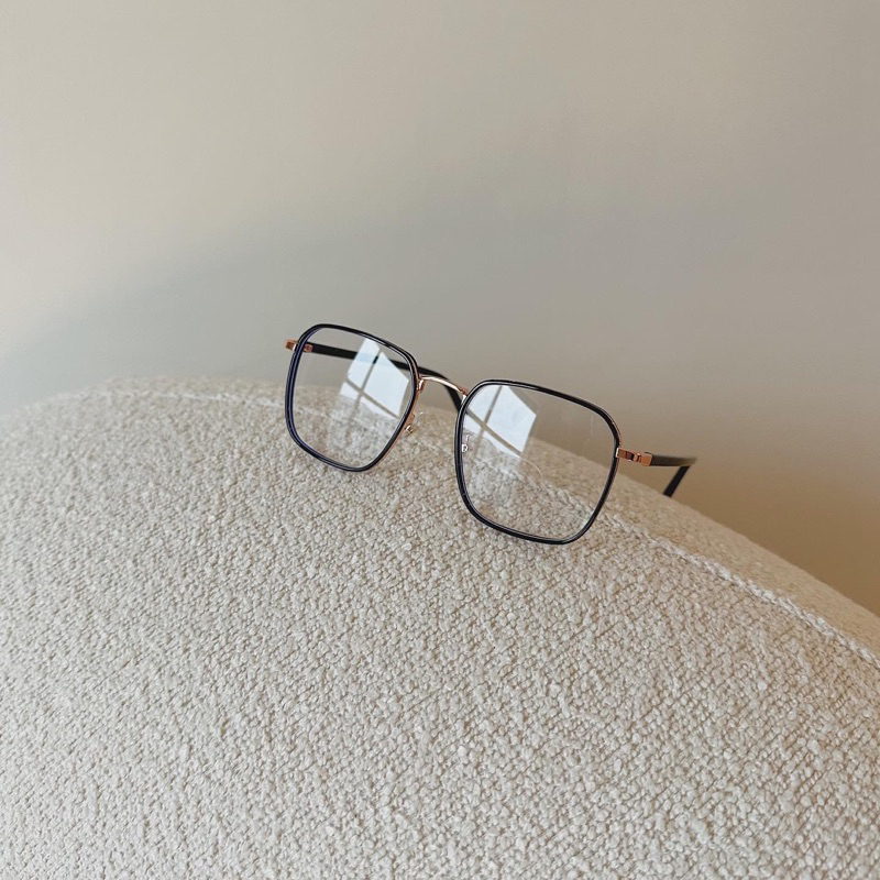 Gọng nhựa khung kim loại vuông to trơn, mũi ngang 2962