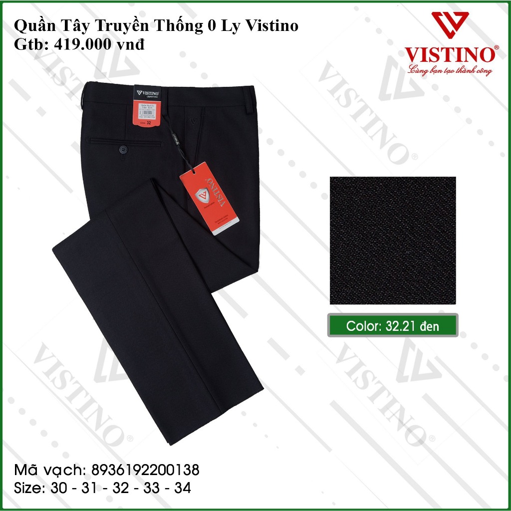 Quần Tây Nam Form Suông 0Ly Classic Vistino Vải Cao Cấp Trơn Màu 419