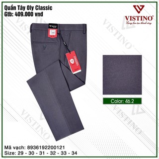 Quần tây nam công sở form suông 0ly classic vistino 409 vải trơn màu