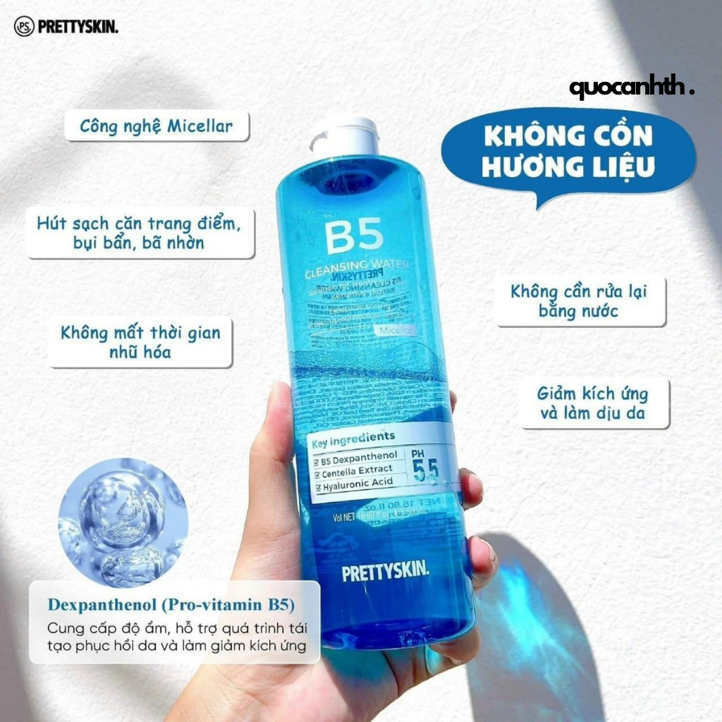 Nước Tẩy Trang B5 PRETTY SKIN Sạch Sâu, Dịu Nhẹ, Phù Hợp Cho Da Nhạy Cảm & Da Treatment - 500ml