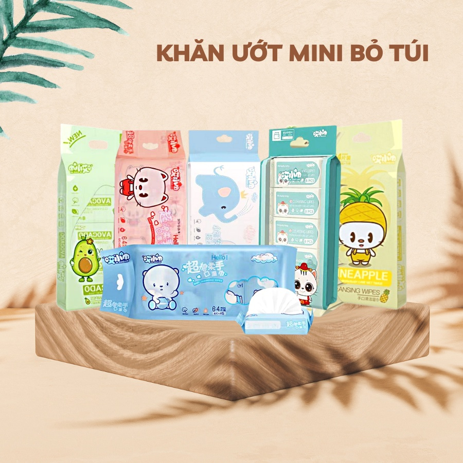 Túi khăn ướt 8 gói mini Sonahouse nước tinh khiết an toàn làn da bỏ túi tiện lợi