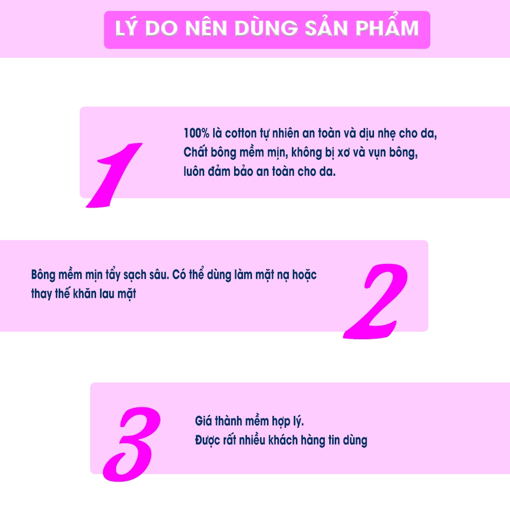 Combo 5 Túi Bông Tẩy Trang Cotton Pads 222 Miếng