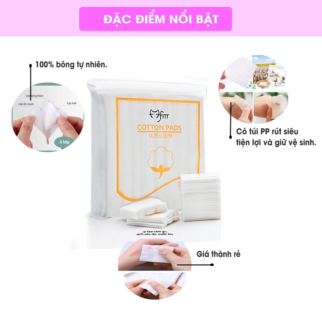 Combo 5 Túi Bông Tẩy Trang Cotton Pads 222 Miếng