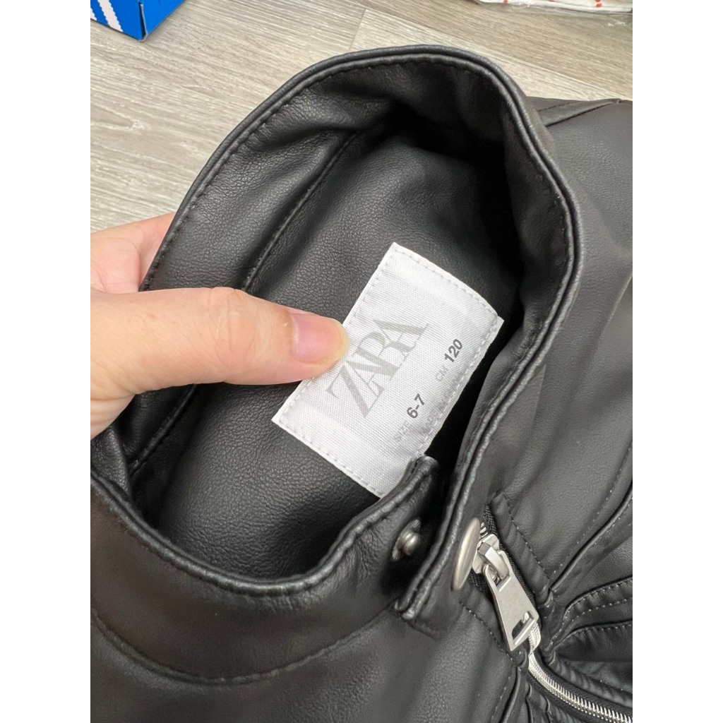 Áo khoác da bé trai bé gái Đen phối Bạc màu dòng size lớn