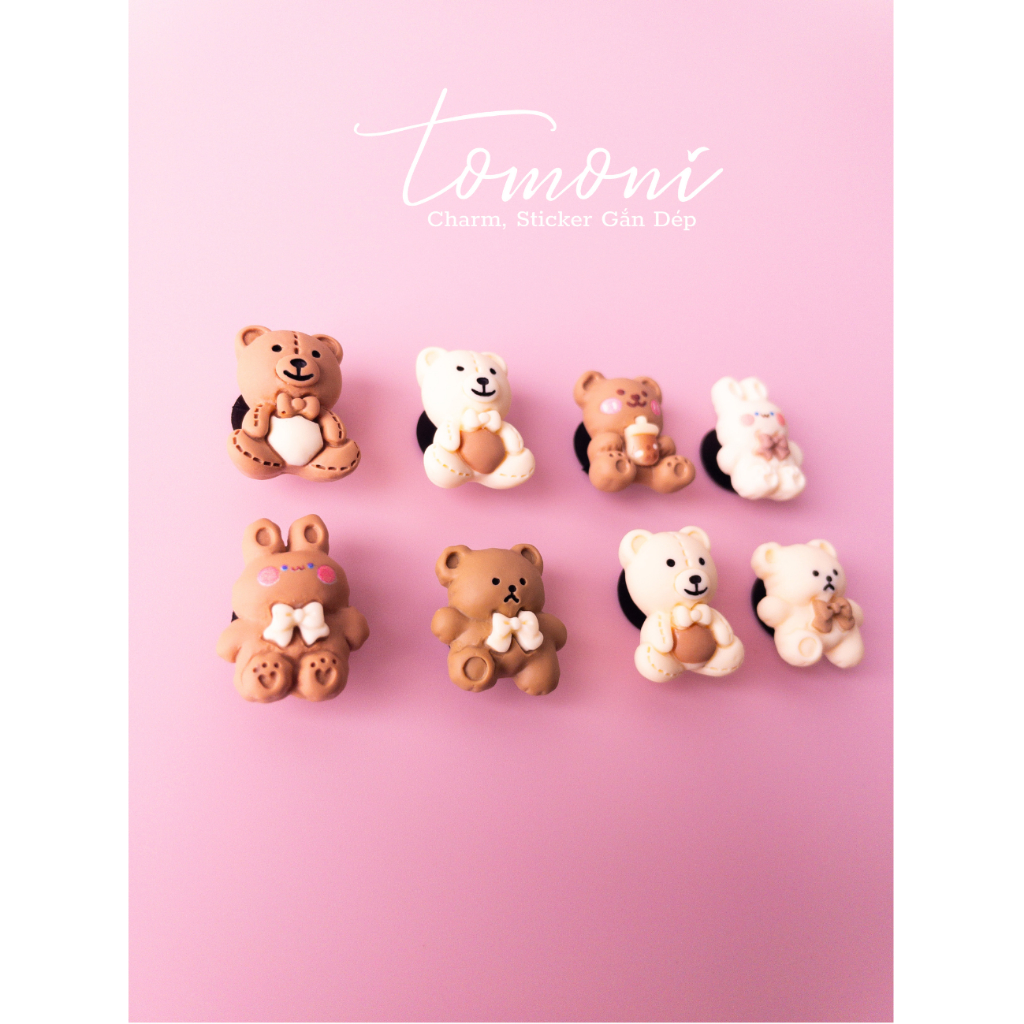 Nút Gắn Jibbitz, Sticker, Charm Trang Trí Giày Dép Hình Gấu, Thỏ Đáng Yêu, Xinh Xắn - HQ37